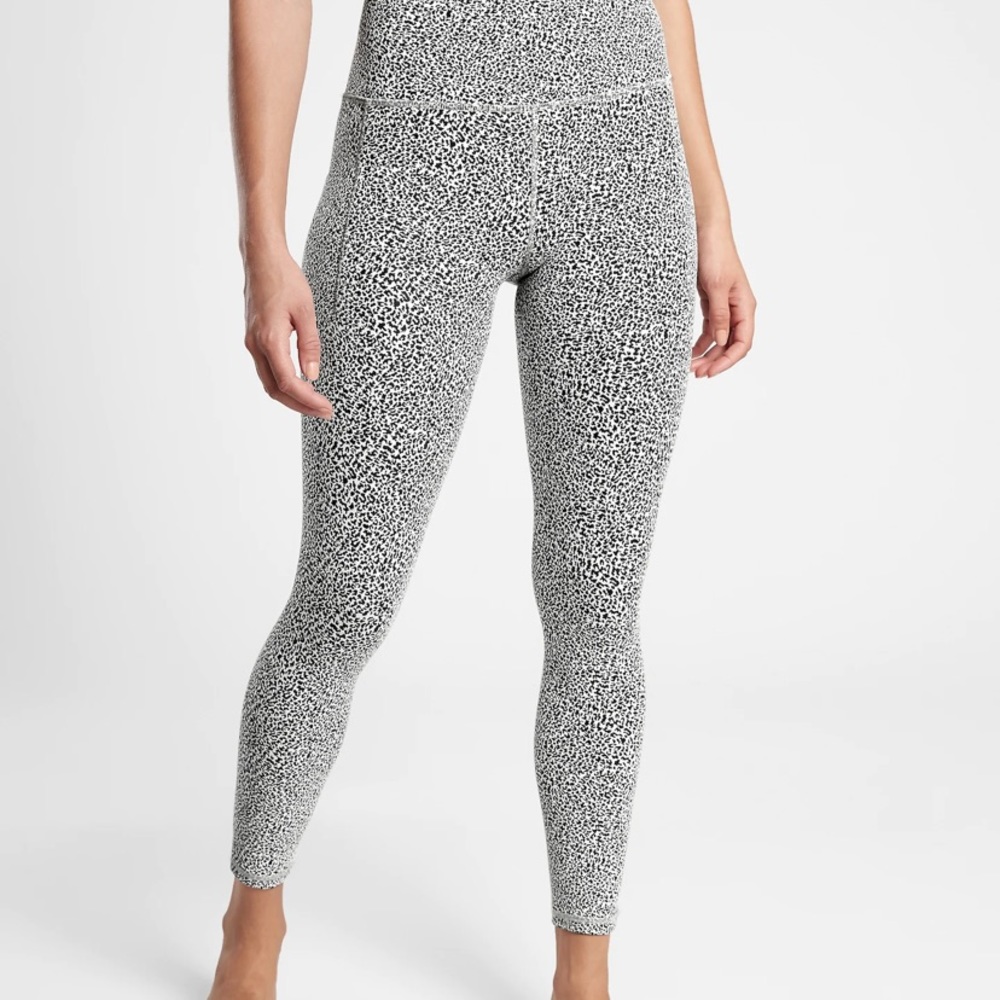 Athleta White with Black Speckle High-Rise Leggings